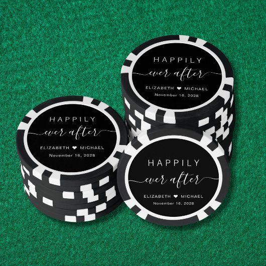 Nog lang en gelukkig na een zwart-witte bruiloft poker chips