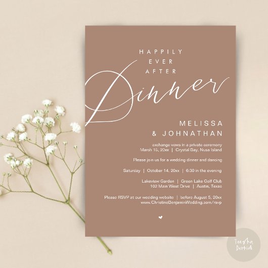 Nog lang en gelukkig na het avondeten, het huwelij kaart