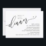 Nog lang en gelukkig na het diner bruiloft elopeme kaart<br><div class="desc">Markeer het begin van uw eeuwigheid met elegantie met behulp van onze hedendaagse zwart-wit thema bruiloft elopement viering uitnodigingskaart, "Happy Ever After Dinner". Perfect voor koppels die hun vreugdevolle gelegenheid uitbreiden, deze uitnodiging straalt sophisticatie uit met een vleugje speelsheid, en vormt het podium voor een gedenkwaardige gebeurtenis. Versierd met een...</div>