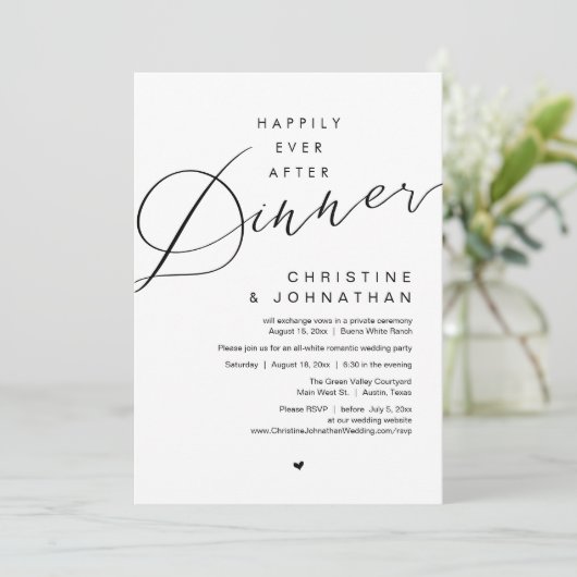 Nog lang en gelukkig na het diner bruiloft elopeme kaart (Staand voorkant)