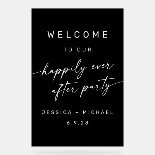 Nog lang en gelukkig na het huwelijksfeest acryl bord (Voorkant)