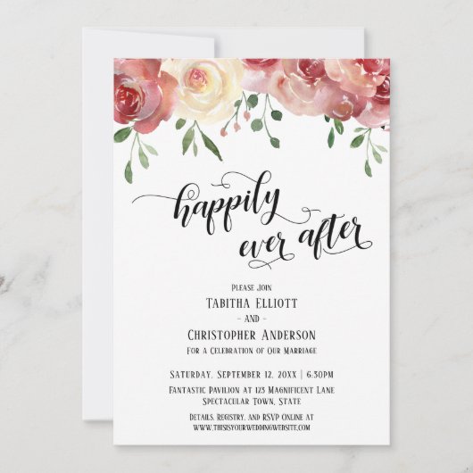 Nog lang en gelukkig na script, Bourgondische, blu Kaart (Voorkant)