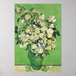 Nog leven - Roze rozen in een Vase, van Gogh Poster