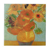 nog leven - vaas met twaalf zonnebloemen, van Gogh Tegeltje (Voorkant)