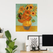 Nog leven - Vase met twaalf zonnebloemen Poster (Thuiskantoor)
