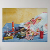nog life make - up tas originele realist - kunst poster (Voorkant)