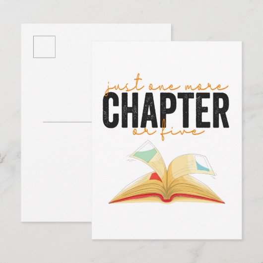 Nog maar één hoofdstuk of vijf grappige boekenlief uitnodiging briefkaart (Voorkant / Achterkant)