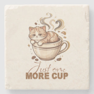 Nog maar één kopje Grappige Kat Koffie Marmeren On Stenen Onderzetter