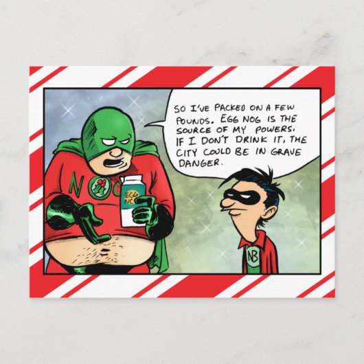 Nog-Man drink eierpunk Kerst Briefkaart (Voorkant)