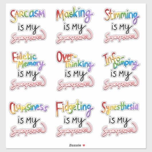 Nog meer neurodivergente superkrachten sticker (Vel)