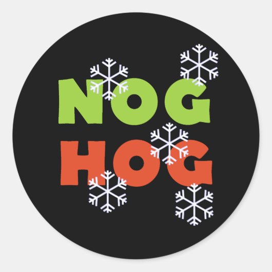 Nog Nog Hog Love Egg Nog Feestdagen Ronde Sticker (Voorkant)