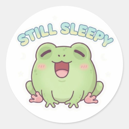 Nog Slaperige Kikker Sticker Schattige Gappende Ki (Voorkant)
