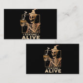 Nog steeds Alive Funny Skeleton Drink koffie Happy Visitekaartje (Voorkant / Achterkant)