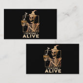 Nog steeds Alive Funny Skeleton Drink koffie Happy Visitekaartje (Voorkant / Achterkant)