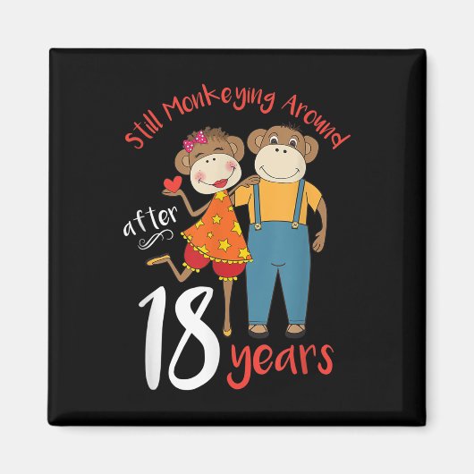 Nog steeds apen rond 18 jaar huwelijksjubileum magneet (Voorkant)