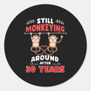 Nog steeds apen rond 30 jaar huwelijksjubileum ronde sticker