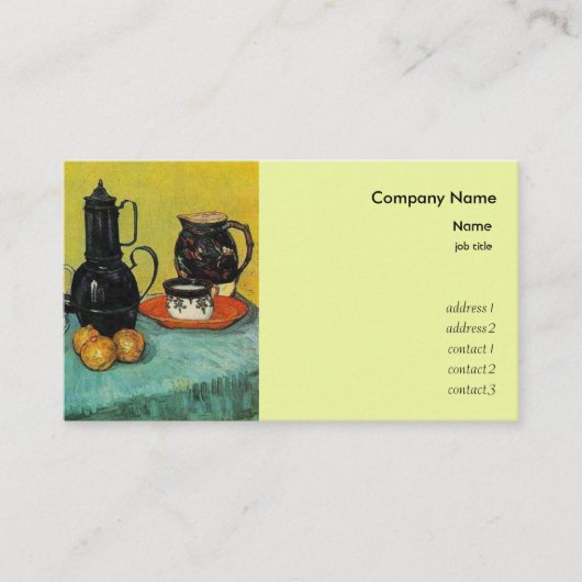 Nog steeds blauw elegenbrood, aardewerk en visitekaartje (Voorkant)