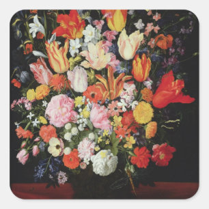 Nog steeds bloemen, 1610's vierkante sticker