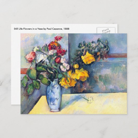 Nog steeds bloemen in een vaas van Paul Cezanne Briefkaart (Voorkant / Achterkant)