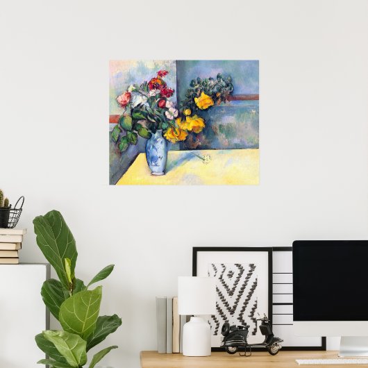 Nog steeds bloemen in een vaas van Paul Cezanne Poster (Thuiskantoor)