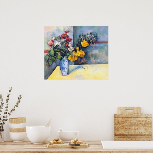 Nog steeds bloemen in een vaas van Paul Cezanne Poster (Keuken)