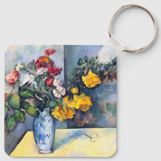 Nog steeds bloemen in een vaas van Paul Cezanne Sleutelhanger (Achterkant)