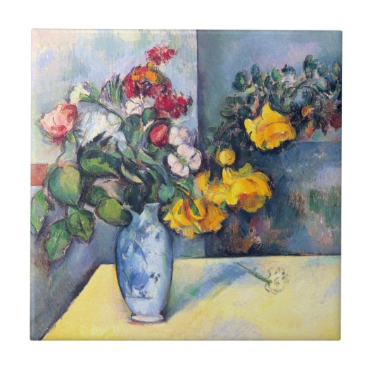 Nog steeds bloemen in een vaas van Paul Cezanne Tegeltje (Voorkant)