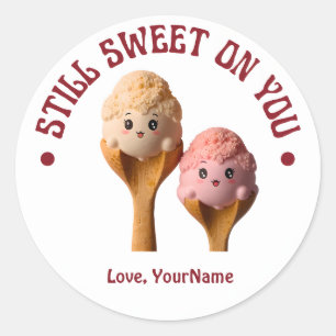 Nog steeds dol op jou Zoete Valentijnsticker Ronde Sticker