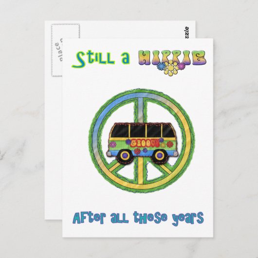 Nog steeds een hippie na al die jaren briefkaart (Voorkant / Achterkant)