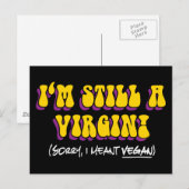 Nog steeds een maagd - ik bedoel Vegan! Funny Vege Briefkaart (Voorkant / Achterkant)
