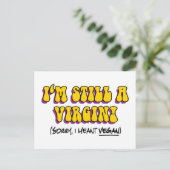 Nog steeds een maagd - ik bedoel Vegan! Funny Vege Briefkaart (Staand voorkant)