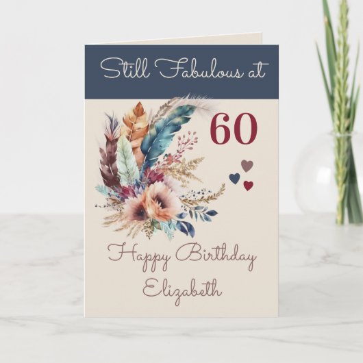 Nog steeds geweldig bij 60 Voeg naam toe bloemenbl Kaart (Voorkant)