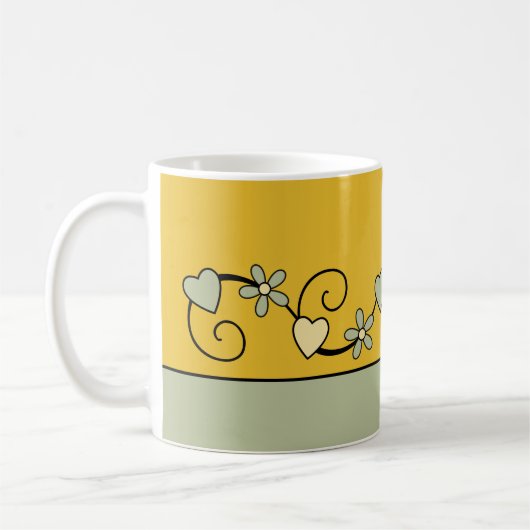 Nog steeds geweldig bij 70 naam groen geel koffiemok (Links)