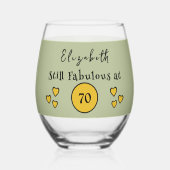 Nog steeds geweldig bij 70 naam groen geel wijnglas zonder voet (Voorkant)