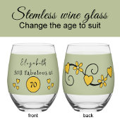 Nog steeds geweldig bij 70 naam groen geel wijnglas zonder voet