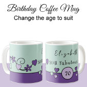 Nog steeds geweldig bij 70 naam paarse groen koffiemok