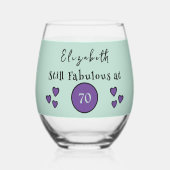 Nog steeds geweldig bij 70 naam paarse groen wijnglas zonder voet (Voorkant)