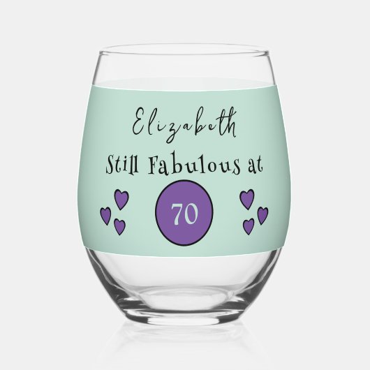 Nog steeds geweldig bij 70 naam paarse groen wijnglas zonder voet (Voorkant)