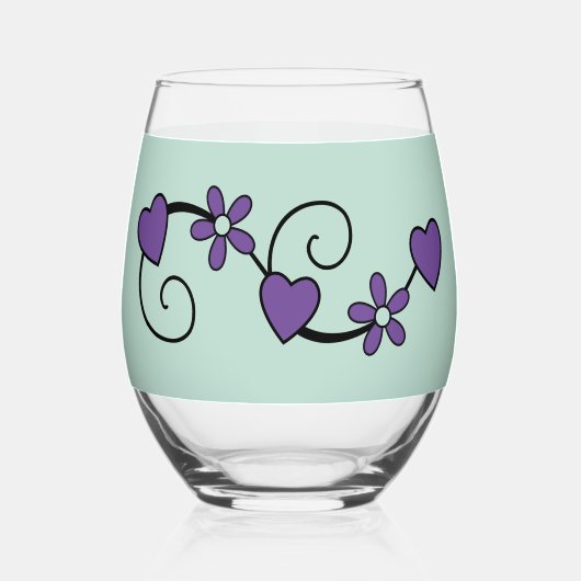 Nog steeds geweldig bij 70 naam paarse groen wijnglas zonder voet (Achterkant)