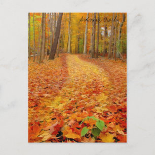 Nog steeds groene herfstsporen briefkaart