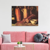 Nog steeds het leven van 4 stenen flessen door Vin Canvas Afdruk (Insitu (Woonkamer))