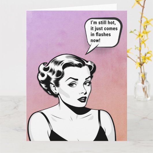 Nog steeds hete retro vrouw kaart (Gele Bloem)