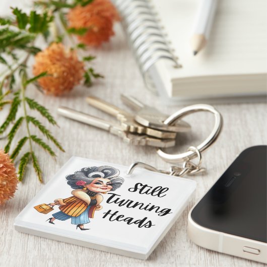 Nog steeds hoofden draaien sleutelhanger (Voorkant Rechts)