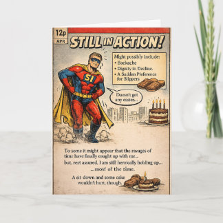 Nog steeds in Action Hero - stripboek verjaardag Kaart