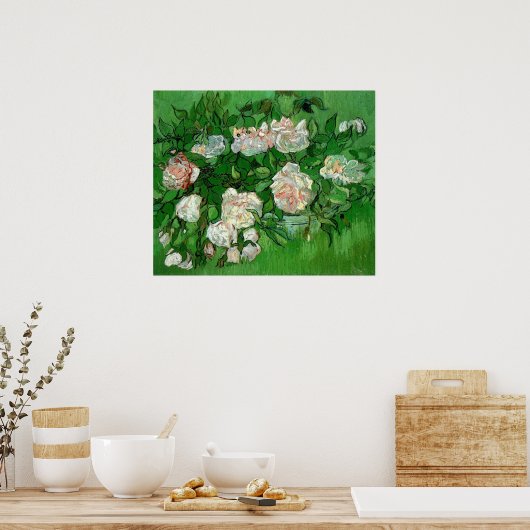 Nog steeds in het leven: Roze rozen van Vincent va Poster (Keuken)