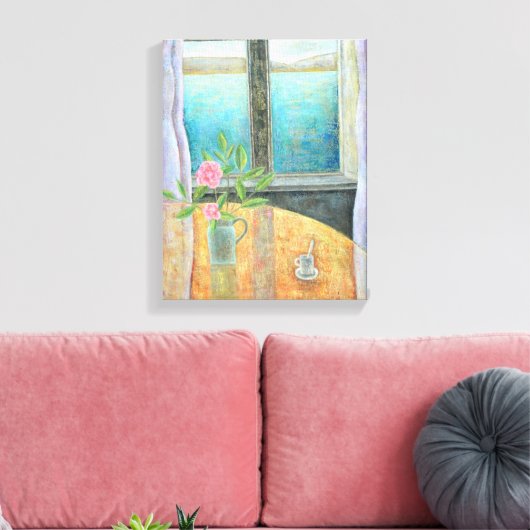 Nog steeds in het raam met Camellia 2012 Canvas Afdruk (Insitu (Woonkamer))