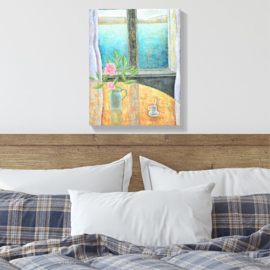 Nog steeds in het raam met Camellia 2012 Canvas Afdruk (Insitu (Slaapkamer))