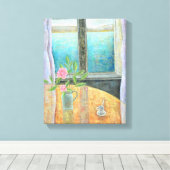 Nog steeds in het raam met Camellia 2012 Canvas Afdruk (Insitu (Houten vloer))