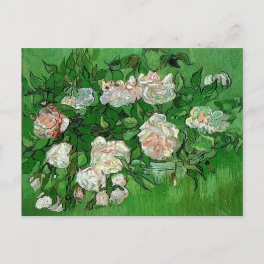Nog steeds in leven - Vase met roze Roses Vincent Briefkaart (Voorkant)