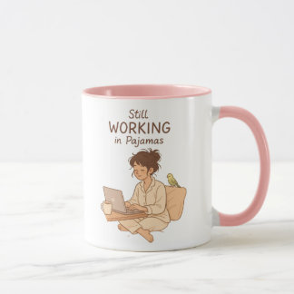 Nog steeds in pyjama aan het werk – Gezellige werk Mok